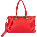 Gucci Red Leather Bamboo Handbag