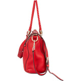 Gucci Red Leather Bamboo Handbag