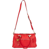 Gucci Red Leather Bamboo Handbag