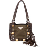 Prada Green Nylon Triangle Spikes Handbag