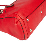Gucci Red Leather Bamboo Handbag