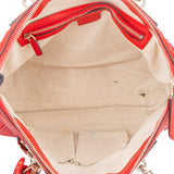 Gucci Red Leather Bamboo Handbag