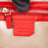Gucci Red Leather Bamboo Handbag