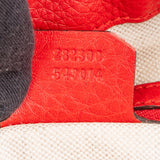 Gucci Red Leather Bamboo Handbag