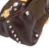 Prada Green Nylon Triangle Spikes Handbag