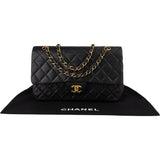 Chanel Quilted Lambskin 24K Gold Medium Double Flap Crossbody Bag - vintageandkickz