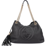 Gucci Black Leather GG Soho Crossbody Bag