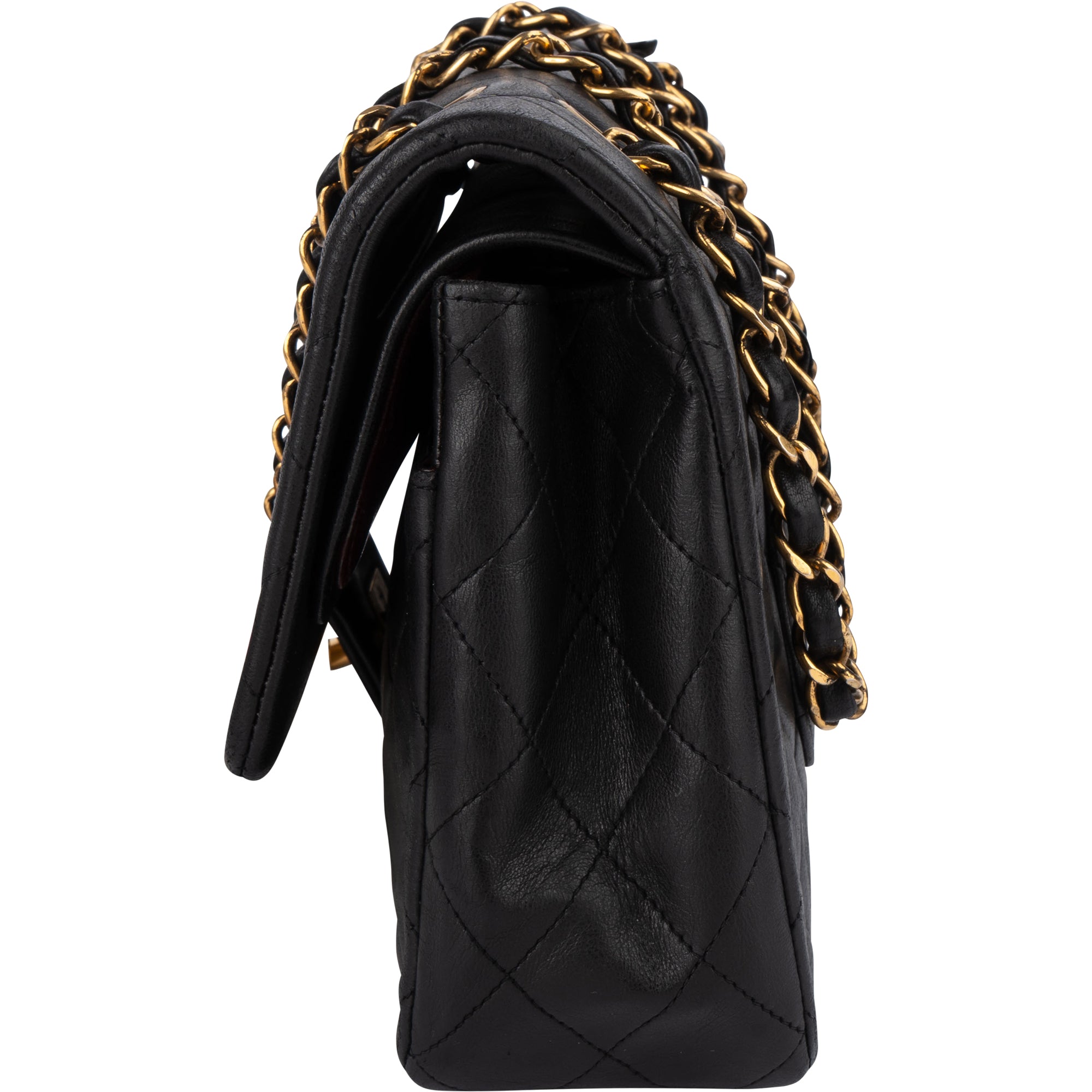 Chanel Quilted Lambskin 24K Gold Medium Double Flap Crossbody Bag - vintageandkickz