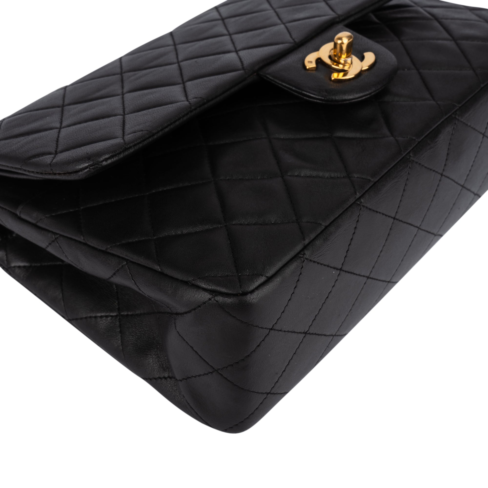 Chanel Quilted Lambskin 24K Gold Medium Double Flap Crossbody Bag - vintageandkickz