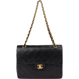 Chanel Quilted Lambskin 24K Gold Double Flap Crossbody Bag