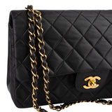 Chanel Quilted Lambskin 24K Gold Medium Double Flap Crossbody Bag - vintageandkickz