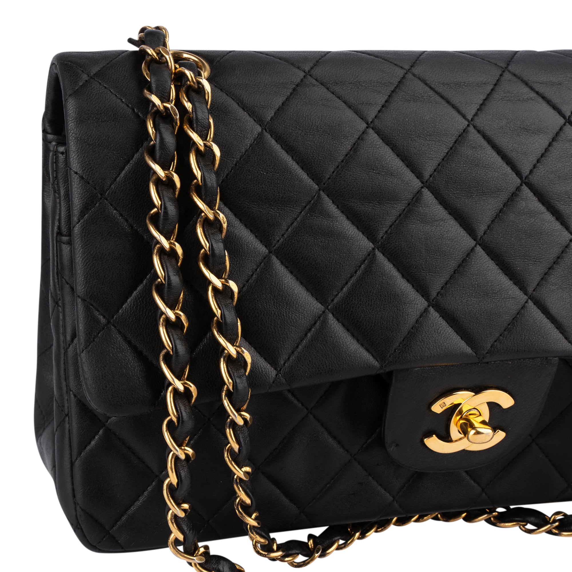 Chanel Quilted Lambskin 24K Gold Medium Double Flap Crossbody Bag - vintageandkickz