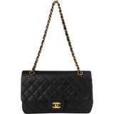 Chanel Quilted Lambskin 24K Gold Medium Double Flap Crossbody Bag - vintageandkickz