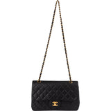 Chanel Quilted Lambskin 24K Gold Medium Double Flap Crossbody Bag - vintageandkickz