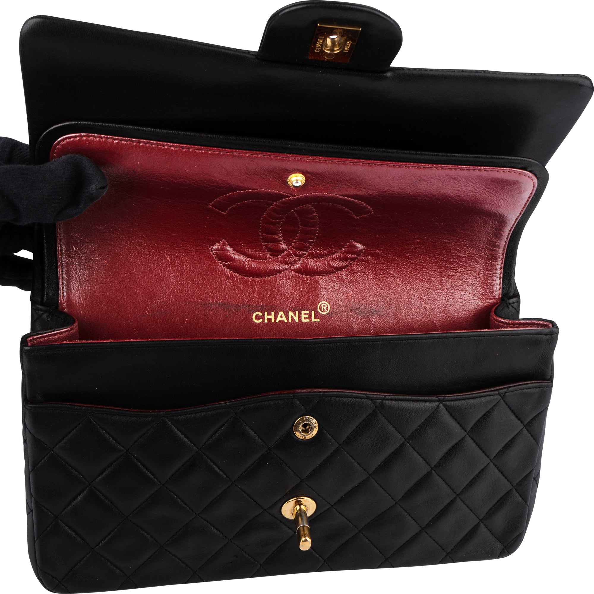 Chanel Quilted Lambskin 24K Gold Medium Double Flap Crossbody Bag - vintageandkickz