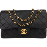 Chanel Quilted Lambskin 24K Gold Small Double Flap Crossbody Bag