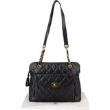 Chanel Quilted Caviar Leather 24K Gold Shoulder Bag
