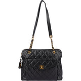 Chanel Quilted Caviar Leather 24K Gold Shoulder Bag