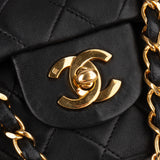 Chanel Quilted Lambskin 24K Gold Small Double Flap Crossbody Bag