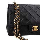 Chanel Quilted Lambskin 24K Gold Small Double Flap Crossbody Bag