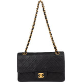 Chanel Quilted Lambskin 24K Gold Small Double Flap Crossbody Bag