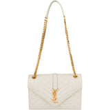 Saint Laurent Quilted Grain de Poudre Leather Small Envelope Crossbody Bag