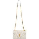 Saint Laurent Quilted Grain de Poudre Leather Small Envelope Crossbody Bag