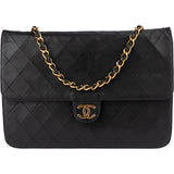 Chanel Quilted Lambskin 24k Gold Single Flap Shoulder Bag