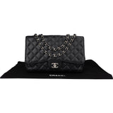 Chanel Quilted Caviar Leather Palladium Jumbo Single Flap Crossbody Bag