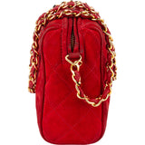 Chanel Quilted Suede Leather CC Camera Crossbody Bag