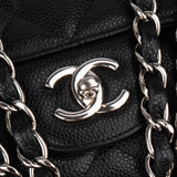 Chanel Quilted Caviar Leather Palladium Jumbo Single Flap Crossbody Bag