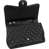Chanel Quilted Caviar Leather Palladium Jumbo Single Flap Crossbody Bag