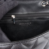 Chanel Quilted Caviar Leather Palladium Jumbo Single Flap Crossbody Bag