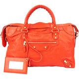 Balenciaga Fire Leather City Handbag