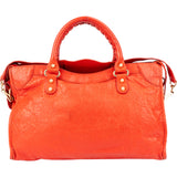 Balenciaga Fire Leather City Handbag