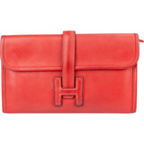 Hermès Rouge Leather Jige Clutch