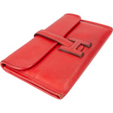 Hermès Rouge Leather Jige Clutch