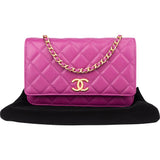 Chanel Pink Quilted Caviar Leather Wallet On Chain Crossbody Bag