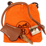 Hermès Brunf Epsom Leather Clochette + Golden Padlock Schlos