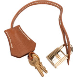Hermès Brunf Epsom Leather Clochette + Golden Padlock Schlos