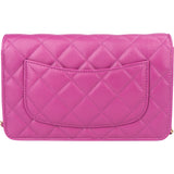 Chanel Pink Quilted Caviar Leather Wallet On Chain Crossbody Bag