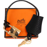 Hermès Black Clemence Leather Clochette + Golden Padlock Schlos