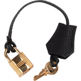Hermès Black Clemence Leather Clochette + Golden Padlock Schlos