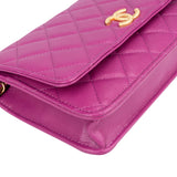 Chanel Pink Quilted Caviar Leather Wallet On Chain Crossbody Bag