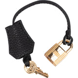 Hermès Black Clemence Leather Clochette + Golden Padlock Schlos