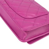 Chanel Pink Quilted Caviar Leather Wallet On Chain Crossbody Bag