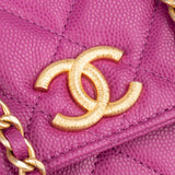 Chanel Pink Quilted Caviar Leather Wallet On Chain Crossbody Bag
