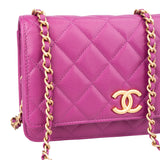 Chanel Pink Quilted Caviar Leather Wallet On Chain Crossbody Bag