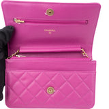 Chanel Pink Quilted Caviar Leather Wallet On Chain Crossbody Bag
