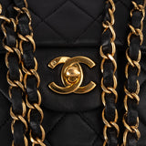 Chanel Quilted Lambskin 24K Gold Medium Double Flap Crossbody Bag